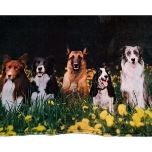 Summer Throw Blanket w/Picture Portrait of 5 Family Dogs Pets in Meadow 60"x40"